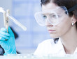 Health care professional in lab.