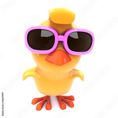 Illustration: Easter chick in pink shades zoomed up close Easter chick in pink shades zoomed up close