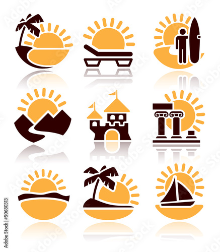 Vector: Icons of summer activities Icons of summer activities