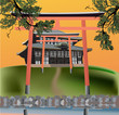 pagoda and pine branches