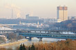 Luzhnetsky metro bridge in winter - two-story arched bridge