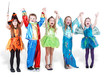 Children stand holding hands and lifting them up and shout