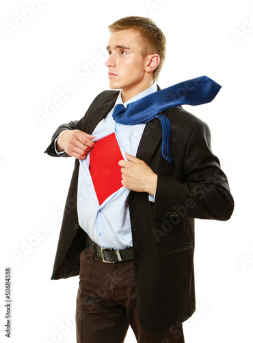Photo: Superhero businessman, isolated on white background Superhero businessman, isolated on white background