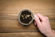 Weltkarte im Kaffee