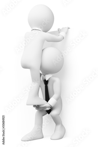 Illustration: 3D white people. Teamwork 3D white people. Teamwork
