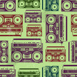Old-school tape recorders in psychedelic style