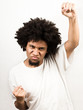Emotional facial expression of man - victory