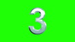 counting metallic numbers on a green background, 3d animation