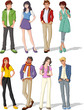 Group of fashion cartoon young people. Teenagers.