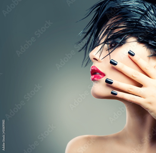 Photo: Fashion Art Girl Portrait. Punk Style Fashion Art Girl Portrait. Punk Style