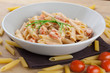 Foto: Pasta with salmon and tomatoes Pasta with salmon and tomatoes