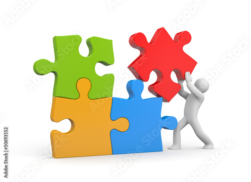 Illustration: Person with puzzle Person with puzzle