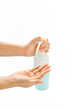 Washing hands with liquid soap