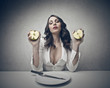 woman with apple