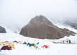 Panoramic view of Confluencia Camp. Aconcagua National Park.