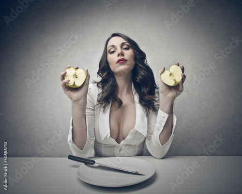 Photo: woman with apple woman with apple