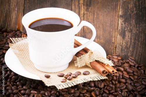 Photo: A cup of coffee served nicely. A cup of coffee served nicely.
