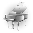 Classical grand piano, isolated on white background
