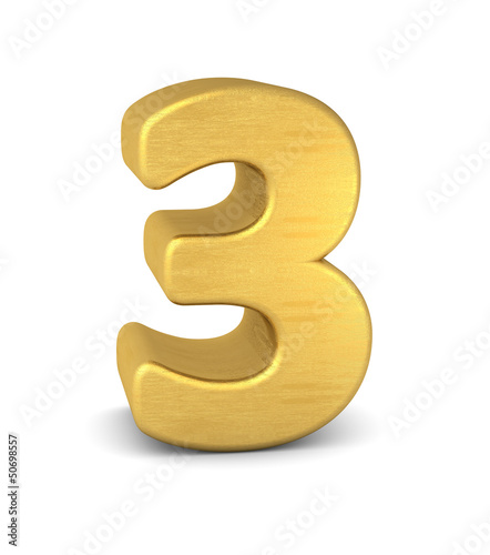 Illustration: zahl cipher 3 gold vertikal zahl cipher 3 gold vertikal