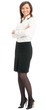 Happy smiling business woman, over white