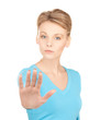 woman making stop gesture