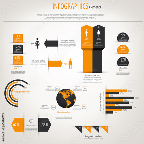 Vector: Retro infographics set. World Map and Information Graphics. Vect Retro infographics set. World Map and Information Graphics. Vect