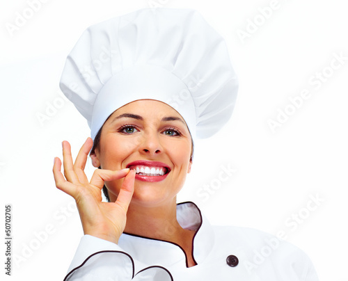 Photo: Chef woman. Chef woman.