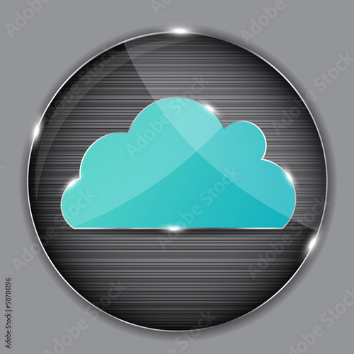 Vector: Vector glass button with cloud icon Vector glass button with cloud icon