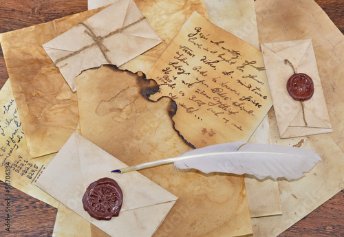 Photo: Old letters background Old letters background