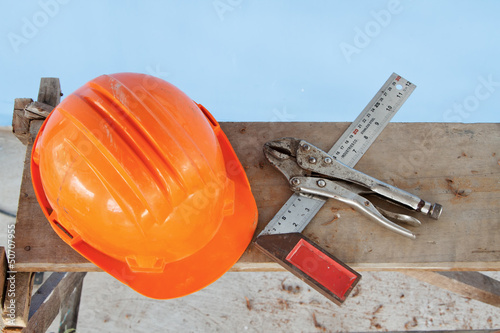Photo: Safety Helmet and standard handtool Safety Helmet and standard handtool