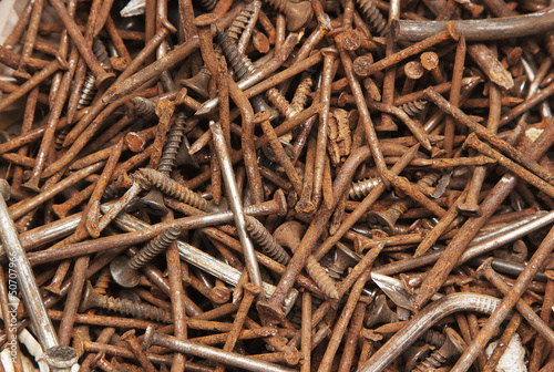 Photo: Pile of iron nails rust Pile of iron nails rust