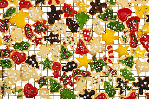 Photo: Homemade Christmas cookies on wire rack Homemade Christmas cookies on wire rack