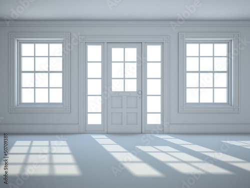 Illustration: Empty room with in white color Empty room with in white color