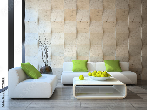 Photo: modern interior with concrete wall panels modern interior with concrete wall panels