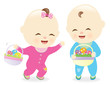Vector: Babies holding Easter baskets Babies holding Easter baskets