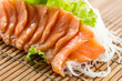 Sliced raw salmon sashimi