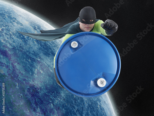 Photo: Eco superhero and hazardous waste Eco superhero and hazardous waste