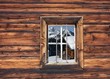Schihütte im Fenster