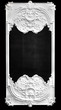 White bas rlief frame over black wall