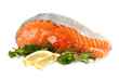 Fresh salmon steak, isolated on white