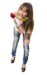 Beauty girl and rose bit