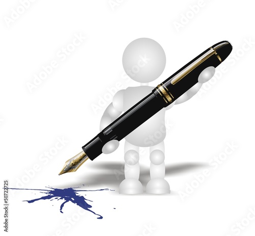 Vector: signature pen - 3D people signature pen - 3D people