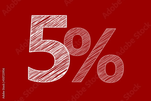 Vector: 5 % Rabatt Aktion Angebot Sonderangebot Weiss ROT Scribble 5 % Rabatt Aktion Angebot Sonderangebot Weiss ROT Scribble