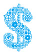 Vecteur : Dollar sign in the form of a gear mechanism Dollar sign in the form of a gear mechanism