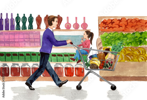 Illustration: father and daughter father and daughter
