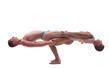 Profile of two young acrobats balancing