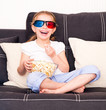 little girl watching TV