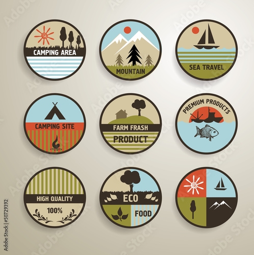 Vector: Camping and nature labels set. Camping and nature labels set.