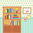 room with bookcase