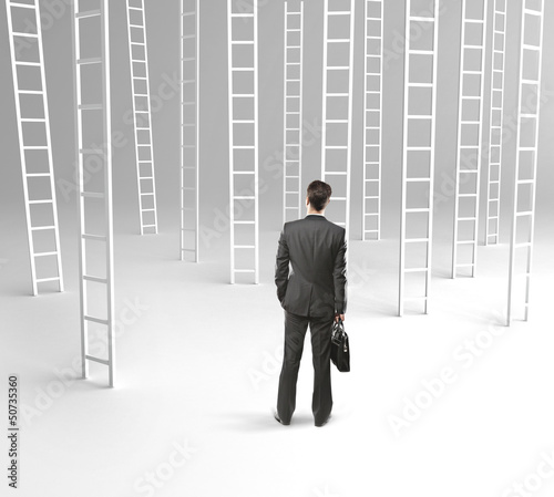 Photo: man and many ladder man and many ladder